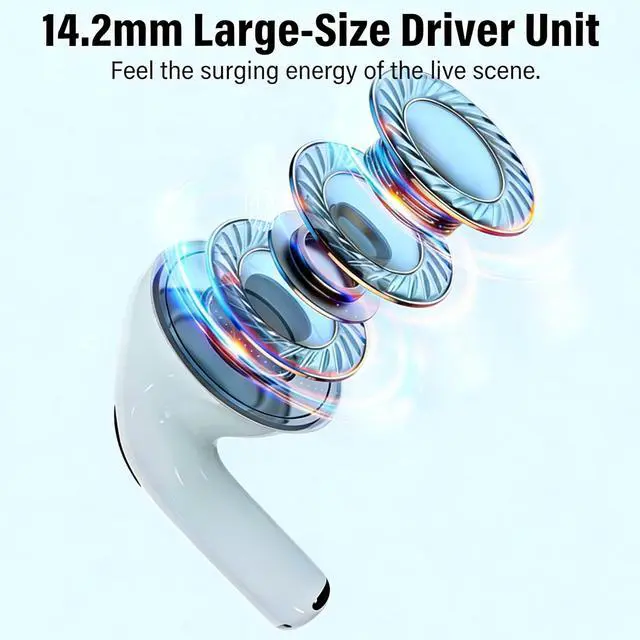 Alt view image 7 of 7 - Wireless Earbuds,Bluetooth 5.4 Headphones with LED Display, Stereo Sound Clear Call,IPX7 Waterproof Bluetooth Earbuds with 50h Battery Last,ENC Noise Cancelling in Ear Earphones