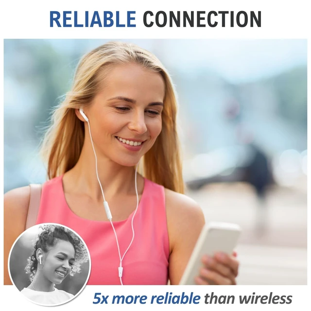 Alt view image 7 of 7 - FEROX 5 Pack Wired Earbuds in-Ear Headphones, 5 Year Warranty, Earphones with Microphone, Noise Isolation for 3.5mm Jack Ear Buds for iPhone, Samsung, Computer, Laptop, Kids, School Students