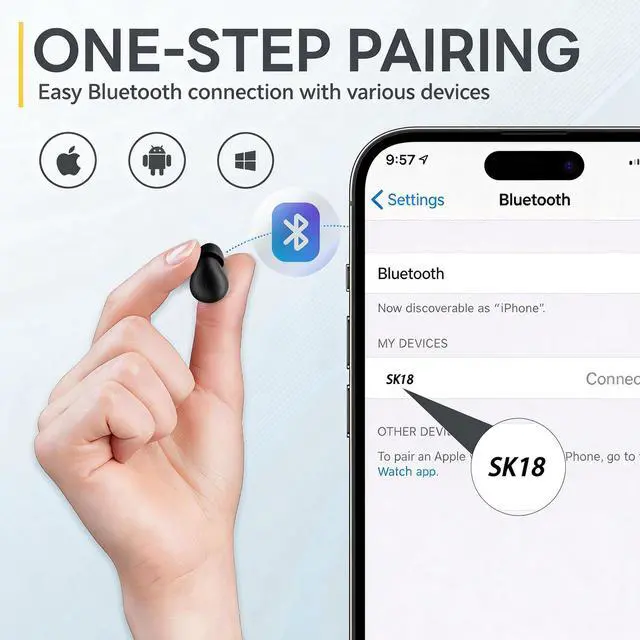 Alt view image 6 of 7 - Mini Invisible Earbuds Wireless Bluetooth, Small Earbuds for Small Ears Canals, Tiny Discreet Sleep Headphones for Side Sleepers, Comfortable Noise Canceling Earphones for Work Gym, Skin