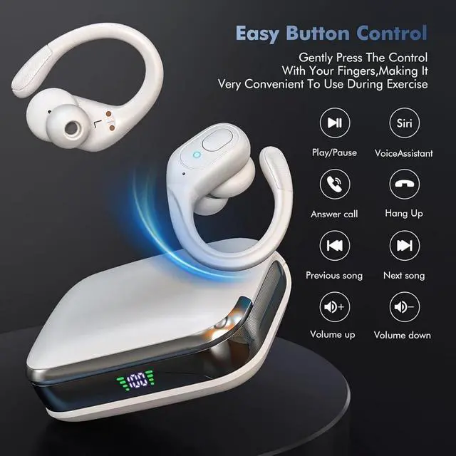 Alt view image 3 of 7 - Wireless Earbuds, Sports Bluetooth Headphones, 75Hrs Playtime Ear Buds with LED Power Display, Noise Canceling Headset, IPX7 Waterproof Earphones for Workout/Running