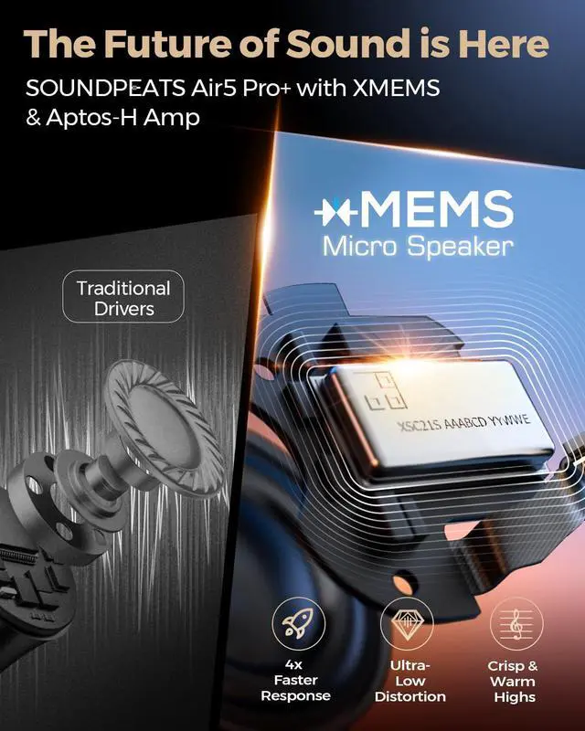 Alt view image 2 of 7 - Air5 Pro+ Wireless Earbuds, LDAC & aptX Lossless, 55dB ANC | Snapdragon Sound Certified, Hi-Res LE Audio, 10mm Bio-Diaphragm Driver, Bluetooth 5.4, 3 MIC AI ANC Wind Noise Reduction