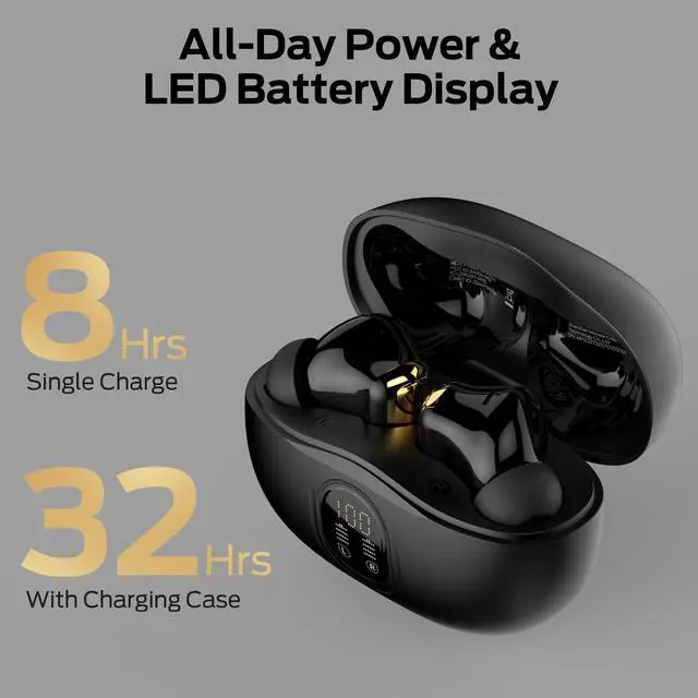 Alt view image 5 of 7 - N-Lite 217 Wireless Earbuds, Bluetooth 6.0 Stereo Headphones with Powerful Bass, Built-in Smart Noise Cancelling Mic for Clear Calls, Comfortable Fit, 32H Playtime, IPX5 Waterproof, Black