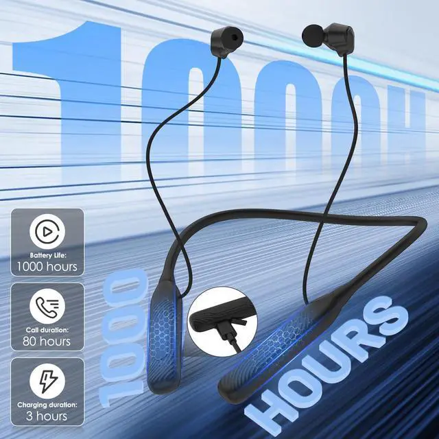 Alt view image 3 of 7 - Neckband Bluetooth Headphones, Bluetooth Earbud with 1000H Play Time