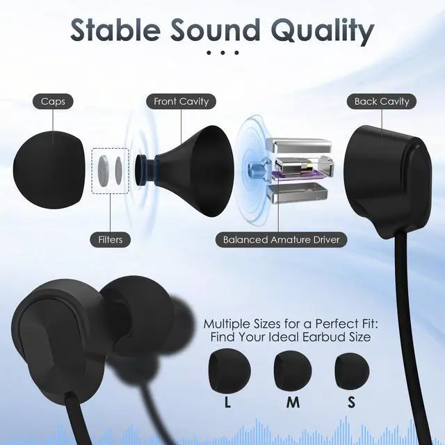 Alt view image 5 of 7 - Neckband Bluetooth Headphones, Bluetooth Earbud with 1000H Play Time