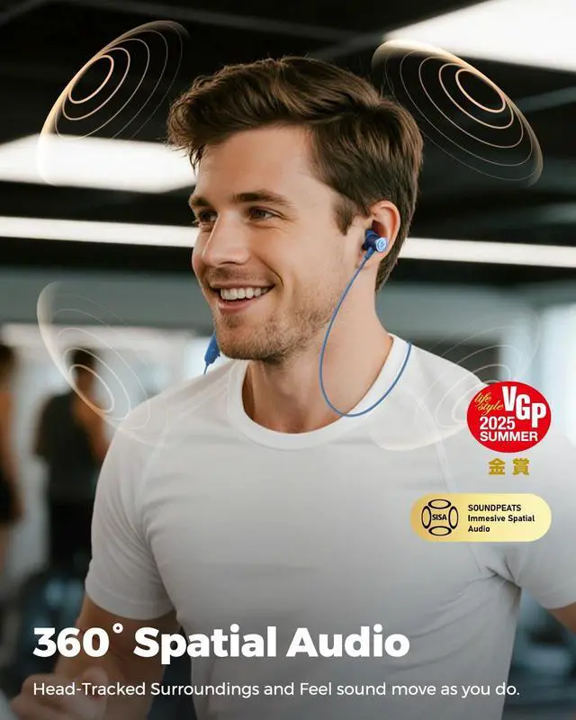 Alt view image 4 of 7 - HD Sports Neckband Headphones with LDAC Hi-Res Audio & Bluetooth 6.0 Stable Connection, IP67 Waterproof Wireless Earbuds, 20H Playtime for Running Gym, Fast Charge Dual Pairing,Blue