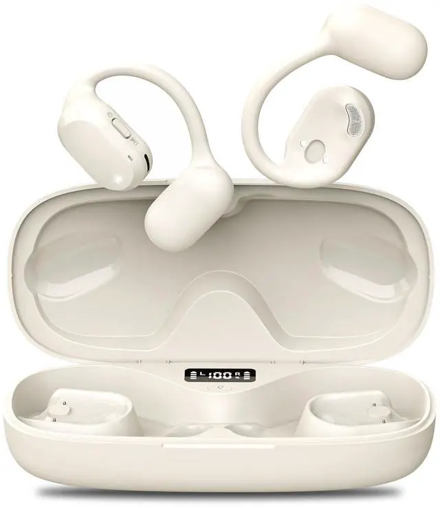 Main image of Open Ear Headphones, True Wireless Earbuds, Bluetooth 5.4 Headphones w/Dual Mic for Calling, Comfort Sports Over Ear Earbuds w/Earhooks for Running Traveling, IP67 Waterproof, 40H Playtime