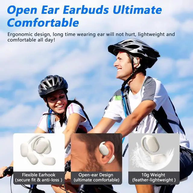 Alt view image 2 of 7 - Open Ear Headphones, True Wireless Earbuds, Bluetooth 5.4 Headphones w/Dual Mic for Calling, Comfort Sports Over Ear Earbuds w/Earhooks for Running Traveling, IP67 Waterproof, 40H Playtime