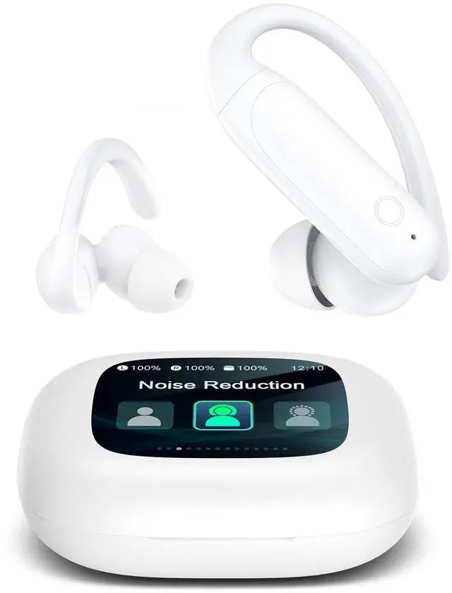 Main image of Wireless Earbuds, Bluetooth Headphones 6.0, Ear Buds with Touch Screen, ANC ENC Noise Cancelling, 40H Bass Stereo Sound Over-Ear Earphones for iOS, Android, Sports, Workout, Purewhite