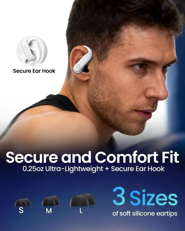 Alt view image 2 of 7 - Wireless Earbuds, Bluetooth Headphones 6.0, Ear Buds with Touch Screen, ANC ENC Noise Cancelling, 40H Bass Stereo Sound Over-Ear Earphones for iOS, Android, Sports, Workout, Purewhite