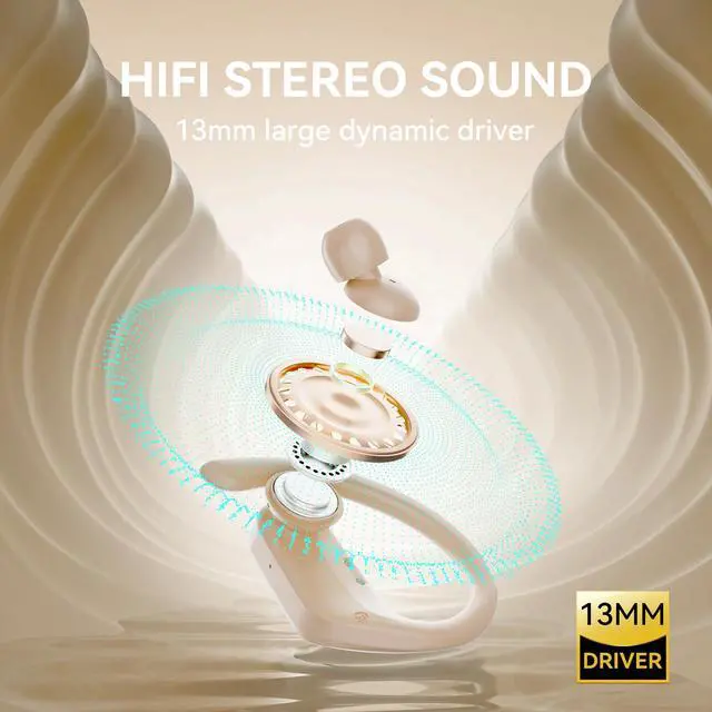 Alt view image 6 of 7 - Active Noise Cancelling Wireless Earbuds Bluetooth Headphones Ear Buds 96Hrs Playback Clear Call Waterproof Earphones with Ear Hook Microphones for Sport Running Off-White