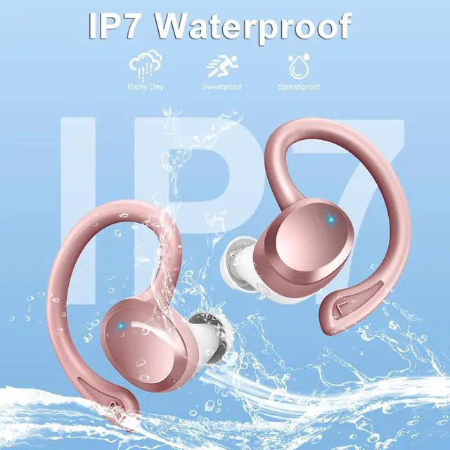 Alt view image 6 of 7 - Wireless Earbuds Sport, Bluetooth 5.4 Headphones Bass Hi-Fi Stereo Over Ear Buds, 56Hrs CFZNoise Cancelling Headset with Earhook, IP-X7 Waterproof Earphones Workout Running for Laptop Pad Android iOS