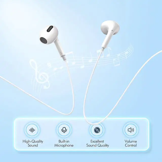 Alt view image 4 of 7 - 2 Pack USB C Wired Headphones for iPhone 17/16/15 Pro Max Earbuds