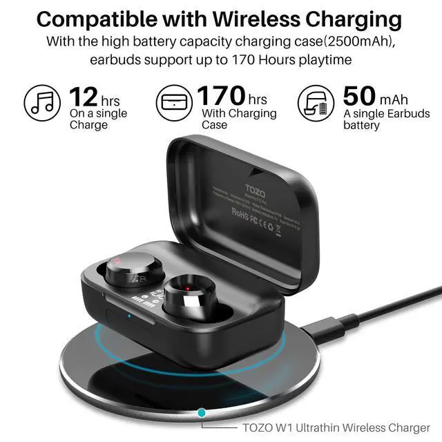 Alt view image 5 of 7 - T12 Pro Wireless Earbuds with Qualcomm QCC3040, aptX Stereo Sound | 4 Mics CVC 8.0 Call Noise Cancelling Ear Buds, 2500mAh Wireless Charging Case, IPX8 Waterproof, 10mm Drivers, Premium Audio