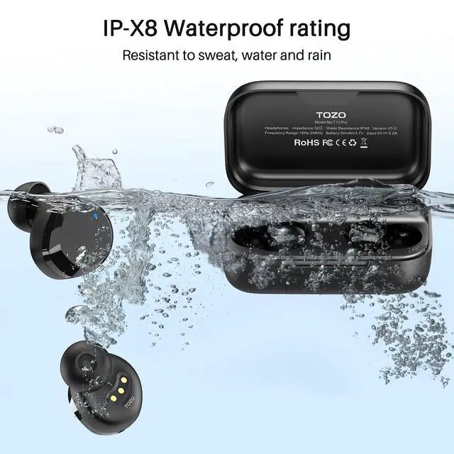 Alt view image 6 of 7 - T12 Pro Wireless Earbuds with Qualcomm QCC3040, aptX Stereo Sound | 4 Mics CVC 8.0 Call Noise Cancelling Ear Buds, 2500mAh Wireless Charging Case, IPX8 Waterproof, 10mm Drivers, Premium Audio