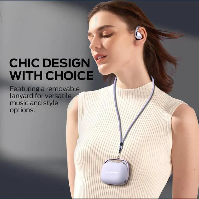 Alt view image 4 of 7 - Open Ear AC520 Headphones, Bluetooth 6.0 Wireless Earbuds with HiFi Sound, Open Ear Earbuds with 24H Playtime, Unique Handbag Design, ENC Clear Call, IPX6 ResistancePurple
