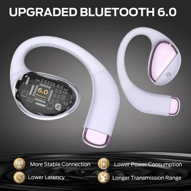 Alt view image 7 of 7 - Open Ear AC520 Headphones, Bluetooth 6.0 Wireless Earbuds with HiFi Sound, Open Ear Earbuds with 24H Playtime, Unique Handbag Design, ENC Clear Call, IPX6 ResistancePurple