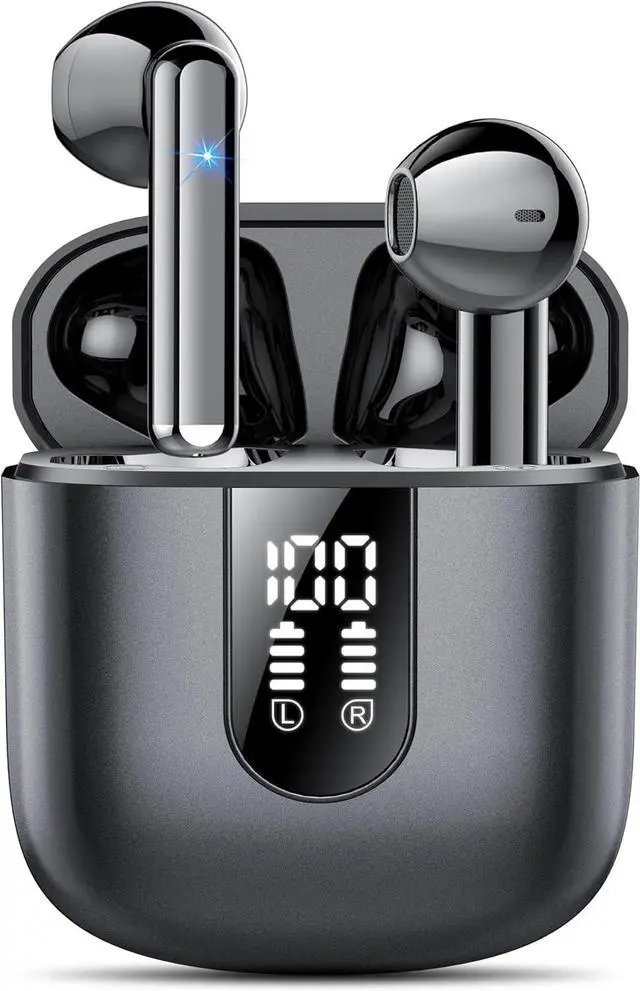 Main image of Wireless Earbuds, Bluetooth 5.4 Headphones HiFi Stereo, Bluetooth Earbuds with ENC Noise Cancelling Mic, 36H LED Display Ear Buds, IPX7 in Ear Earphones for Phone Tablet Laptop Sports, Black