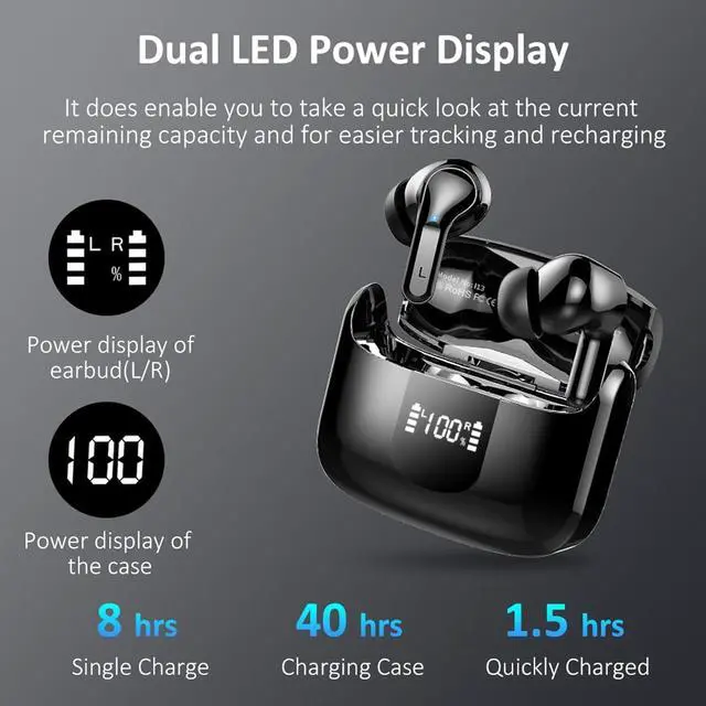 Alt view image 5 of 7 - Wireless Earbuds, Bluetooth 5.4 Headphones 2026 NEW Ear Buds 40H Stereo