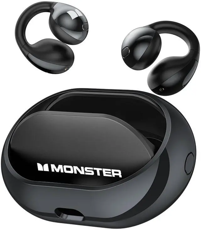 Main image of Monster Open Ear AC600 Headphones, Bluetooth 5.4 Wireless Earbuds with HiFi Stereo, Clip-On Earbuds with ENC Clear Call, 21H Playtime, IPX6 Waterproof Wireless Headphones for Outdoor Exercise,Black