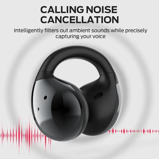 Alt view image 5 of 7 - Monster Open Ear AC600 Headphones, Bluetooth 5.4 Wireless Earbuds with HiFi Stereo, Clip-On Earbuds with ENC Clear Call, 21H Playtime, IPX6 Waterproof Wireless Headphones for Outdoor Exercise,Black