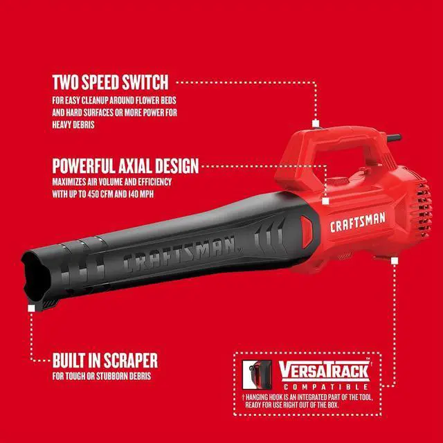 Alt view image 3 of 7 - Corded Leaf Blower, Powerful Lightweight Handheld Axial Electric Blower, 9 Amp (CMEBL710)