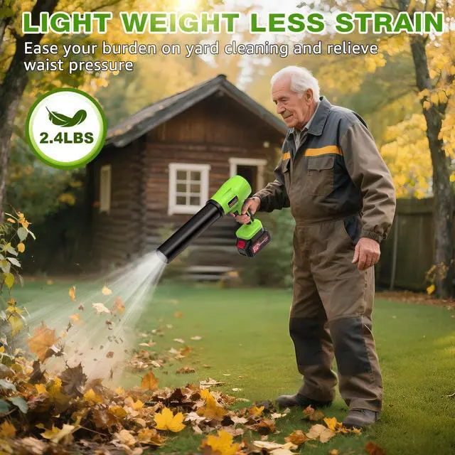 Alt view image 4 of 7 - Brushless Leaf Blower Cordless, 980,000RPM, with 2 Batteries and Charger, Adjustable Speed, Lightweight, Electric Handheld Blower Portable for Patio Cleaning, Lawn Care, Yard, Leaves, Dust