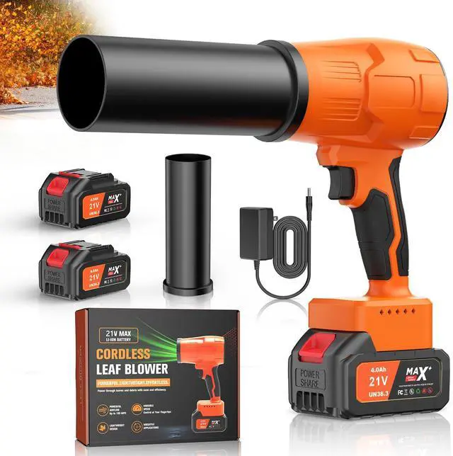 Main image of Cordless-Leaf-Blower for Lawn Care-Portable Handheld Blower-Electric Leaf Blower with Battery and Charger with 21V, 4.0Ah-2 Batteries-Lightweight for Patio Cleaning dust M18 Laptop dust-Orange