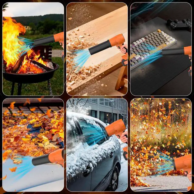 Alt view image 6 of 7 - Cordless-Leaf-Blower for Lawn Care-Portable Handheld Blower-Electric Leaf Blower with Battery and Charger with 21V, 4.0Ah-2 Batteries-Lightweight for Patio Cleaning dust M18 Laptop dust-Orange