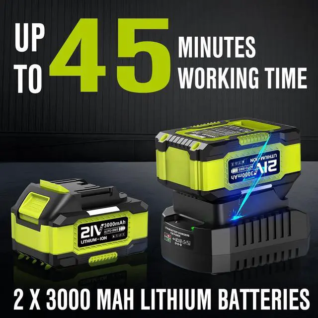Alt view image 3 of 7 - Cordless Leaf Blower 21V 550CFM with 2 x 3.0Ah Battery & Fast Charger
