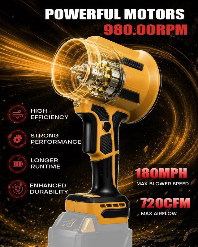 Alt view image 3 of 7 - Cordless Leaf Blower Dust Blower for DEWALT 20V Battery, Portable Hand Blower Pro - Power High-Speed Motor Handheld Jet Fan Air Blower for Patio Cleaning, Lawn Care, Blowing Leaves & Dust (No Battery)