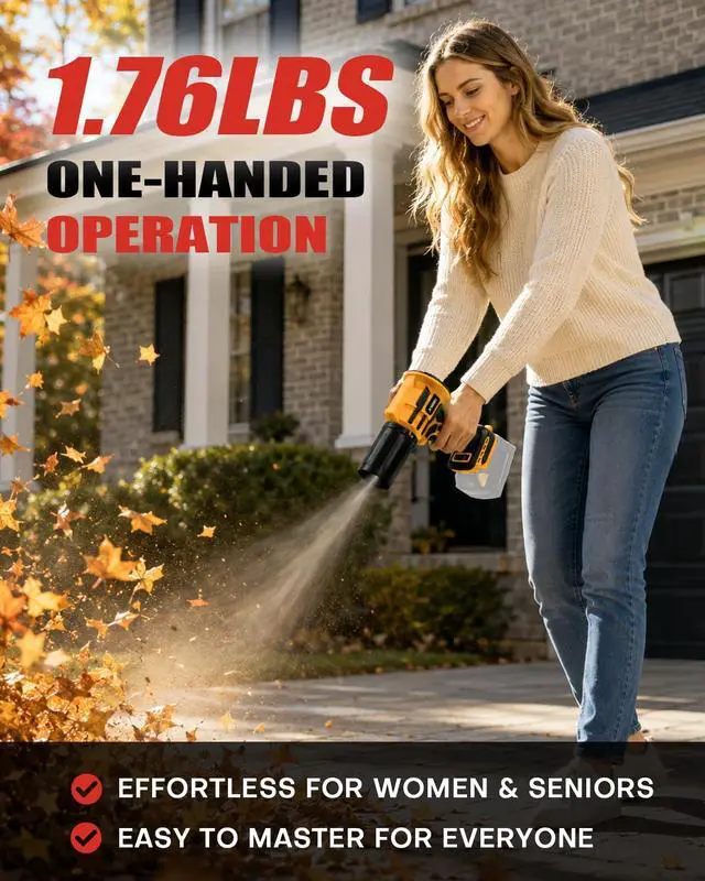 Alt view image 4 of 7 - Cordless Leaf Blower Dust Blower for DEWALT 20V Battery, Portable Hand Blower Pro - Power High-Speed Motor Handheld Jet Fan Air Blower for Patio Cleaning, Lawn Care, Blowing Leaves & Dust (No Battery)