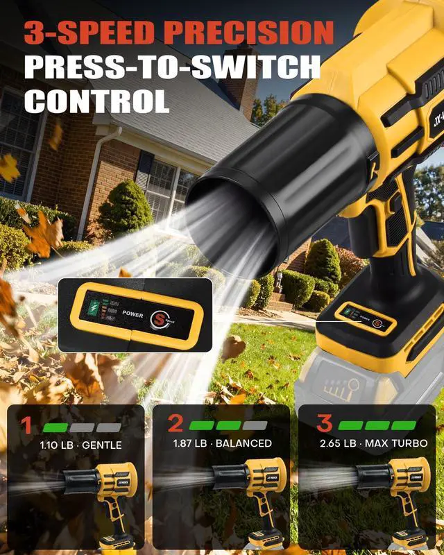 Alt view image 5 of 7 - Cordless Leaf Blower Dust Blower for DEWALT 20V Battery, Portable Hand Blower Pro - Power High-Speed Motor Handheld Jet Fan Air Blower for Patio Cleaning, Lawn Care, Blowing Leaves & Dust (No Battery)