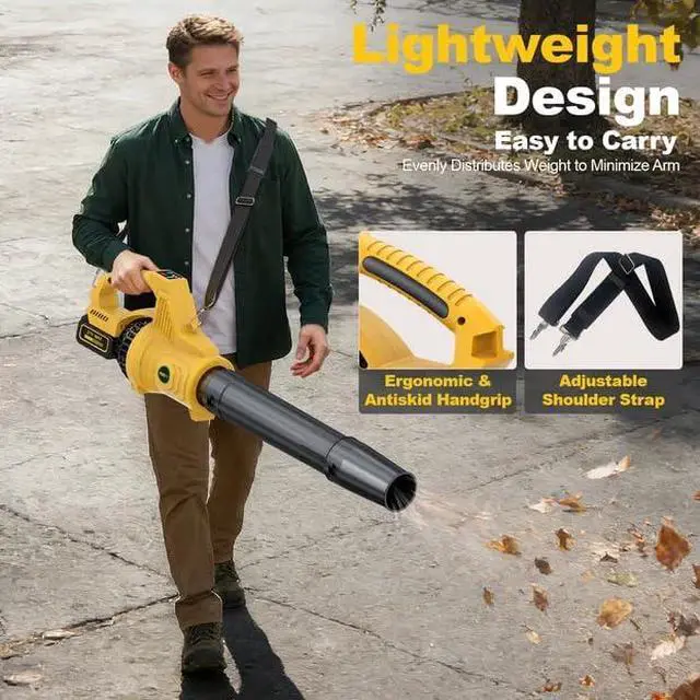 Alt view image 4 of 7 - Leaf Blower Cordless, 750 CFM Handheld Leaf Blower with 2 x 5.5Ah Batteries and Charger, LED 3-Speed and Turbo Mode, Portable Blowers for Lawn Care, Patio, Yard, Garden, Gifts for Family