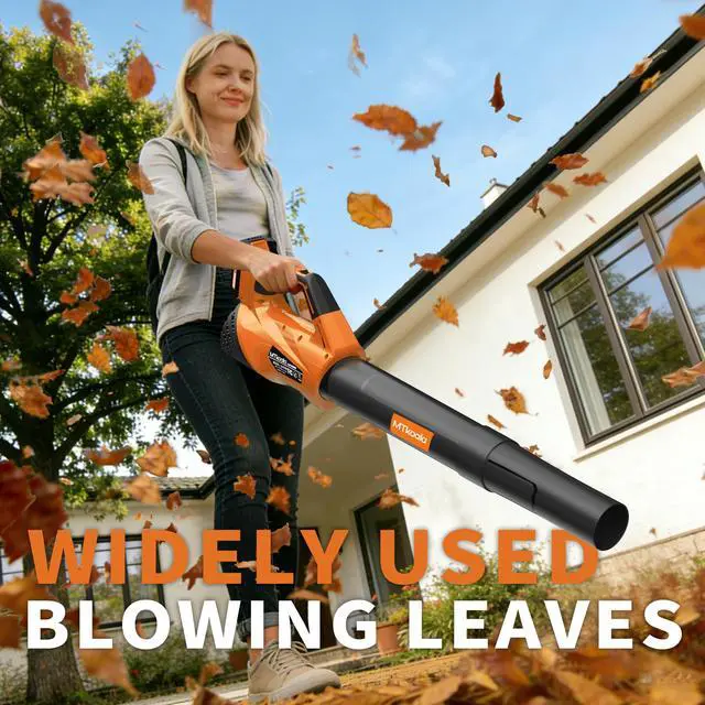 Alt view image 7 of 7 - 2026 Upgrade Leaf Blower, Leaf Blower Cordless with 2 * 2.6AH Batteries and Fast Charger, 450CFM &150MPH and 2 Speed Mode, Lightweight Electric Leaf Blowers for Lawn, Yard, Leaves, Dust Car (Orange)