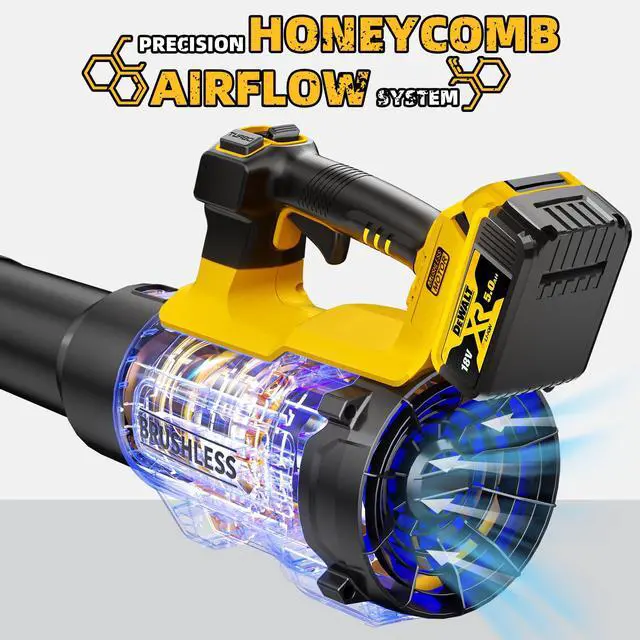 Alt view image 4 of 7 - 20V Cordless Leaf Blower, Max 600 CFM/125 MPH Turbo Boost Mode Compatible with DeWALT 20V Max Battery, Brushless Motor, Ergonomic 3.6LBS for Driveway & Yard, Tool Only
