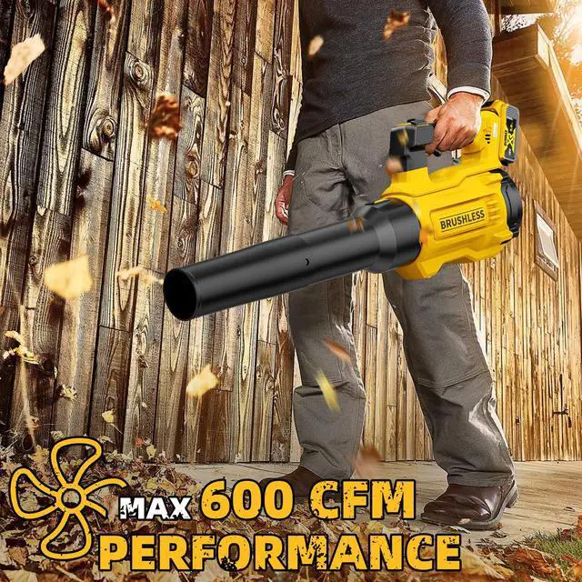 Alt view image 3 of 7 - 20V Cordless Leaf Blower, Max 600 CFM/125 MPH Turbo Boost Mode Compatible with DeWALT 20V Max Battery, Brushless Motor, Ergonomic 3.6LBS for Driveway & Yard, Tool Only