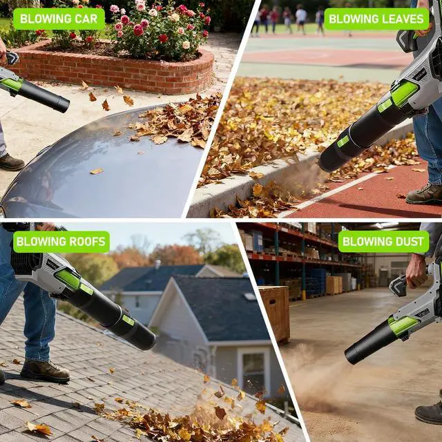 Alt view image 6 of 7 - Cordless Leaf Blower 580CFM/170MPH with 2x4.0Ah Batteries & Charger