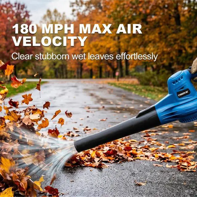 Alt view image 2 of 7 - 20V Cordless Leaf Blower Kit with 2.0Ah Battery & Fast Charger, 180MPH 2-Speed Electric Leaf Blower, 18000RPM, 3.3lbs Lightweight Battery Powered Blower for Lawn, Patio, Driveway Cleaning