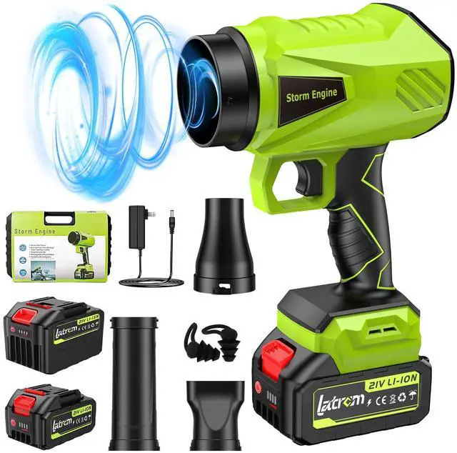 Main image of Leaf Blower Cordless with Battery and Charger 1000,000 RPM Handheld Lightweight Patio Cleaning Blower Set Extended Nozzle Design Blowing Leaves and Dust Car Dryer (Green)