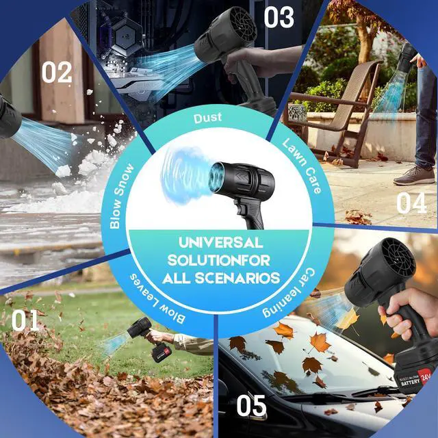 Alt view image 5 of 7 - 24V Cordless Leaf Blower with 2 Batteries, 130MPH 150CFM