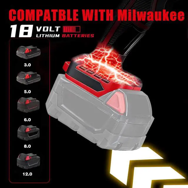 Alt view image 2 of 7 - Cordless Leaf Blower for Milwaukee 18V Battery, 720-CFM 180-MPH Handheld Electric Brushless Dust Blower with Light, Battery Powered Leaf Blowers for Patio, Lawn Care, Leaves (Battery Not Included)