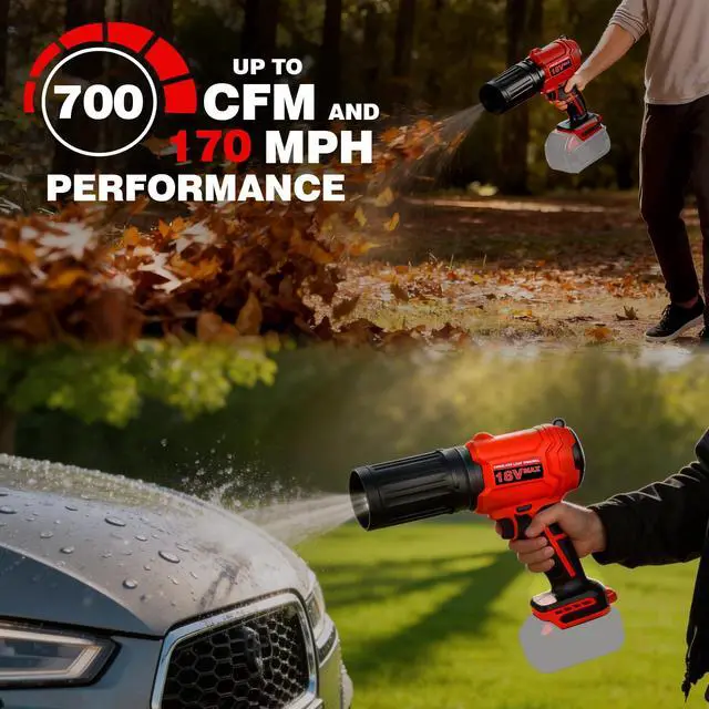 Alt view image 4 of 7 - Cordless Leaf Blower for Milwaukee 18V Battery, 720-CFM 180-MPH Handheld Electric Brushless Dust Blower with Light, Battery Powered Leaf Blowers for Patio, Lawn Care, Leaves (Battery Not Included)