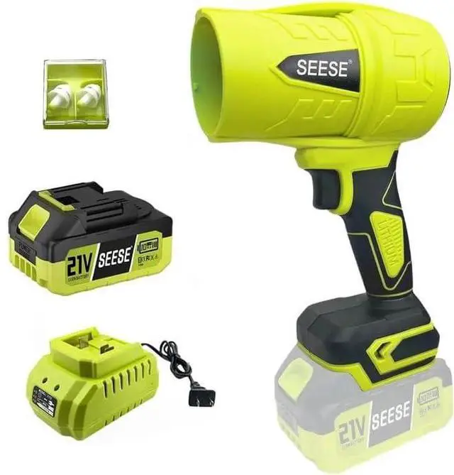 Main image of Turbo Jet Leaf Blower: Cordless Leaf Blower for Yard Leaves, Driveway Sand & Car Drying - 450 CFM High Speed with Ergonomic Handle for Easy Operation