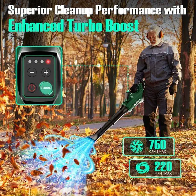 Alt view image 3 of 7 - Cordless Leaf Blower with Battery and Charger, 750CFM 220MPH, 4 Speeds w/Turbo Mode, Brushless Motor, 3 Extended Tube, 2x4.0Ah Battery Powered Leaf Blowers for Lawn Care Patio Cleaning Wet Leaves