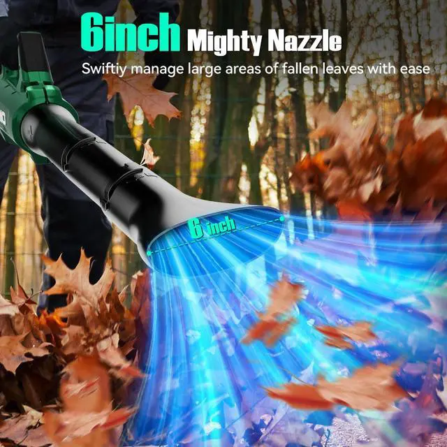 Alt view image 5 of 7 - Cordless Leaf Blower with Battery and Charger, 750CFM 220MPH, 4 Speeds w/Turbo Mode, Brushless Motor, 3 Extended Tube, 2x4.0Ah Battery Powered Leaf Blowers for Lawn Care Patio Cleaning Wet Leaves