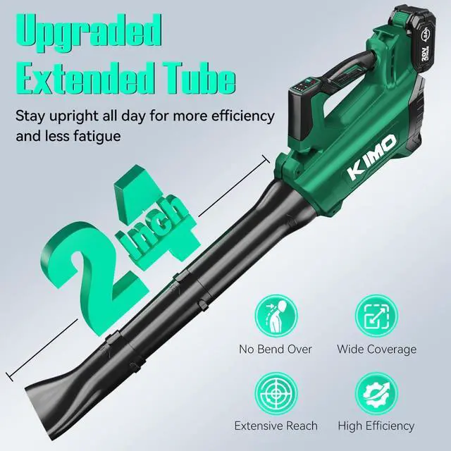 Alt view image 7 of 7 - Cordless Leaf Blower with Battery and Charger, 750CFM 220MPH, 4 Speeds w/Turbo Mode, Brushless Motor, 3 Extended Tube, 2x4.0Ah Battery Powered Leaf Blowers for Lawn Care Patio Cleaning Wet Leaves