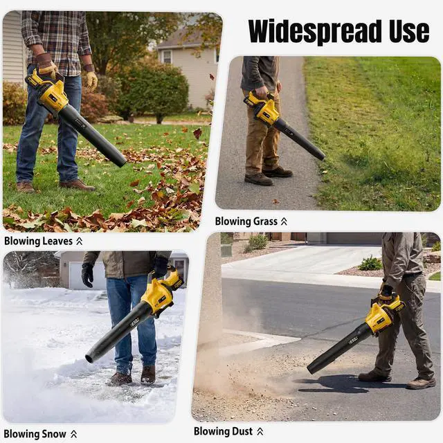 Alt view image 5 of 7 - Leaf Blower Cordless, 650CFM & 3 Speed Levels, 1200W Electric Cordless Leaf Blower with 2 x 5.0Ah Batteries & Fast Charger, Blowers for Lawn Care, Yard, Blowing Leaves, Dust, Snow