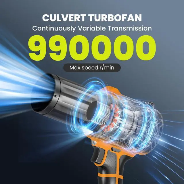 Alt view image 2 of 6 - Cordless Leaf Blower with 2 Batteries & Charger - 990,000 RPM Electric Handheld Blower, Lightweight, Double Run Time for Lawn, Yard, Patio, Garden Cleaning