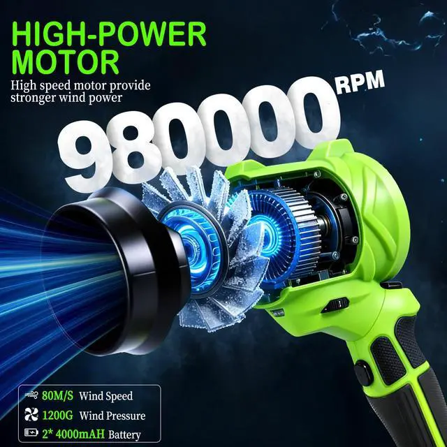 Alt view image 3 of 7 - Leaf Blower Cordless, 6 Speed Modes, Small Blowers for Lawn Care