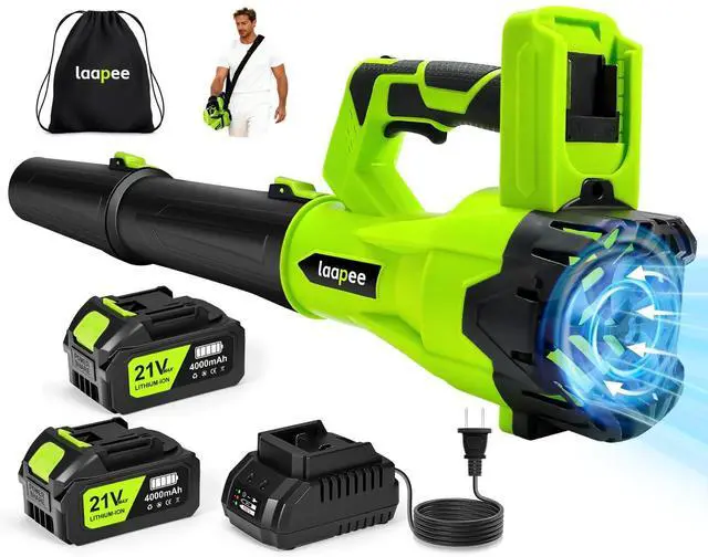 Main image of Leaf Blower Cordless,650CFM Electric Leaf Blower with 2 4.0Ah Battery Powered and Fast Charger, Powerful Cordless Blowers for Lawn Care, Patio, Dust, Blowing Leaves,6 Speed Control